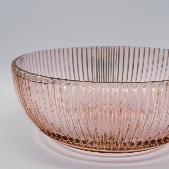 Anchor Hocking Pink Depression Glass Bowl 8.75" Queen Mary Vertical Ribbed VTG - Picture 2 of 11